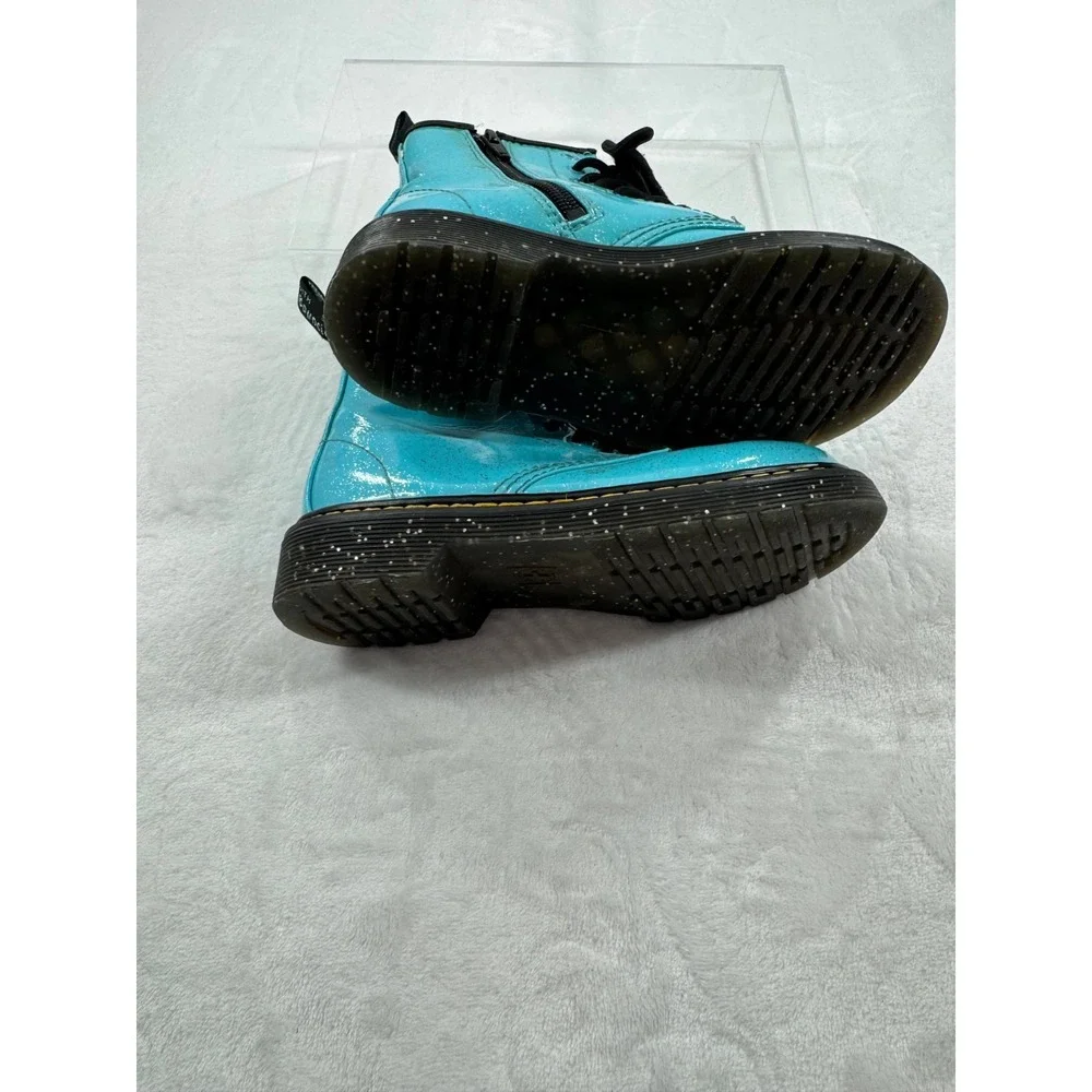 Dr. Martens 1460 Ankle Boots Kids 13 Turquoise Glitter Lace Up Side Zipper Retro